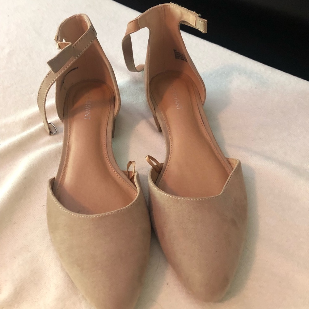 Lane Bryant Shoes with Ankle Straps. Size 10W.  Faux Suede Nude Color